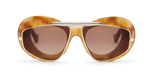 LOEWE Wind double frame sunglasses in acetate and metal color havana/brown